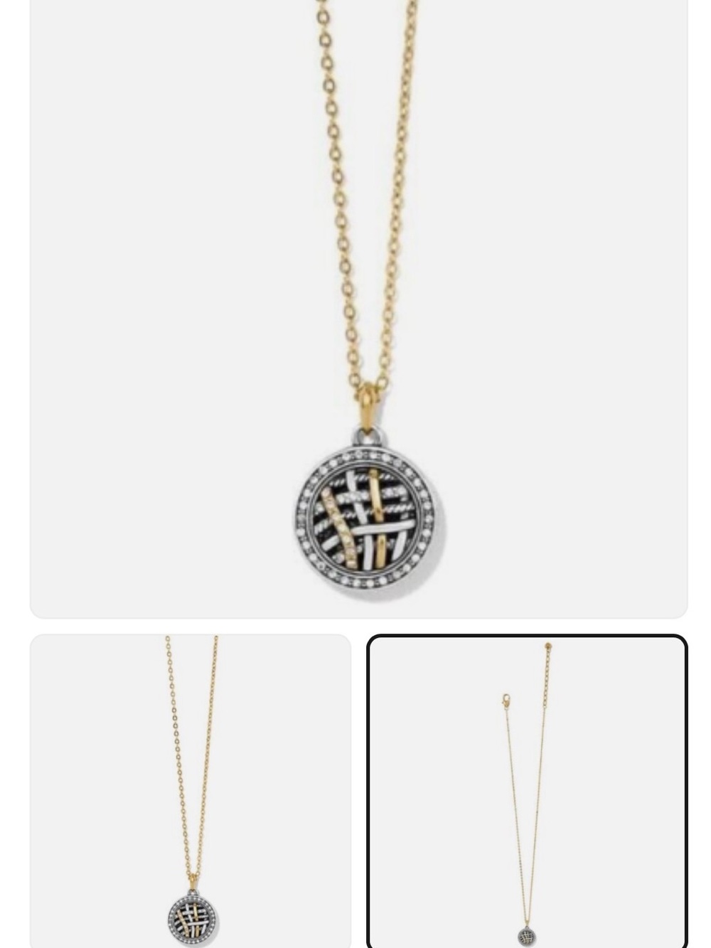 Brighton Neptune’s Rings Woven Two-Tone Gold and Silver Crystal Round Necklace - Picture 2 of 5
